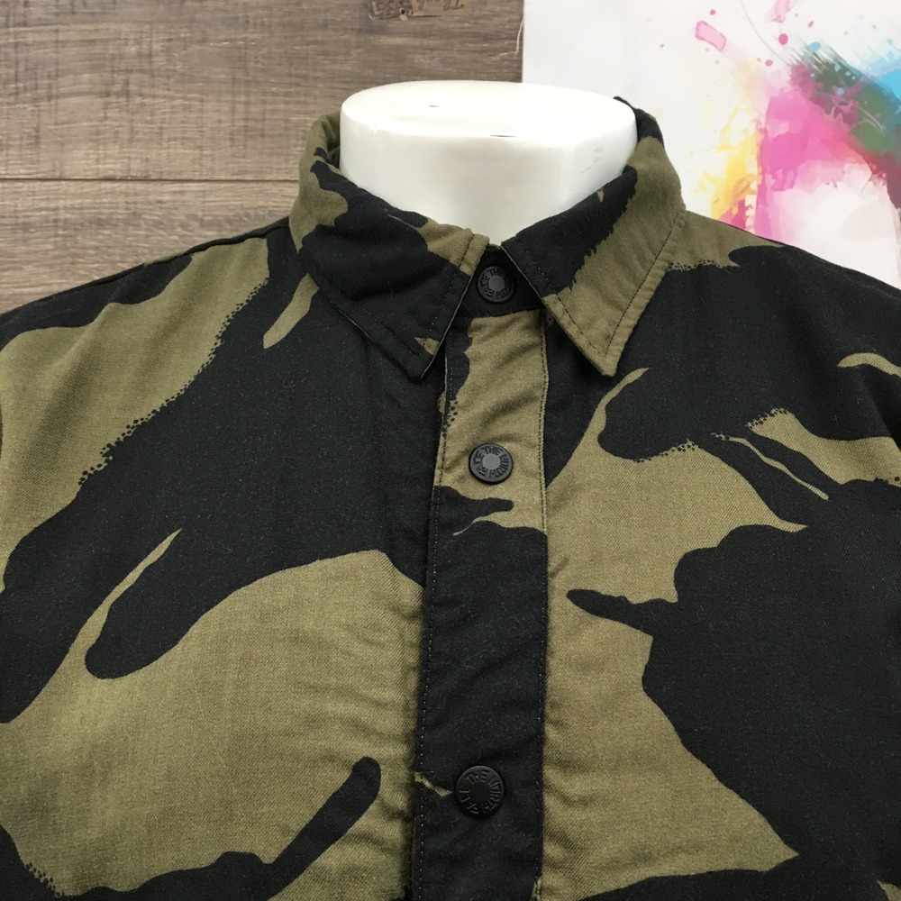 The North Face Mens Reversible Camo Quilted Shirt Jacket Green Black Large - Picture 2 of 9